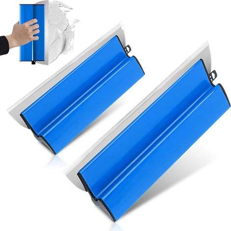 Lot de 2 spatules de surface, 25 cm + 40 cm, avec poignée ergonomique en Z et lame en acier inoxydable remplaçable, lame en acier inoxydable pour cloisons sèches, papier peint et plus encore (1/5)