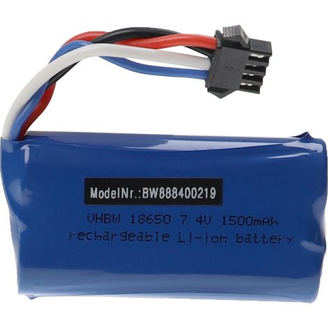 vhbw Batería recargable para modelismo por ej. compatible con UDI, Huanqi (1500mAh, 7,4V, Li-Ion, 72 x 37 x 19mm)
