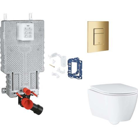 Grohe Uniset - Set bâti-support, cuvette, abattant SoftClose et plaque de déclenchement Skate Cosmopolitan et kit pour insertion de tablette, Cool Sunrise SANI15BB4131 (1/2)