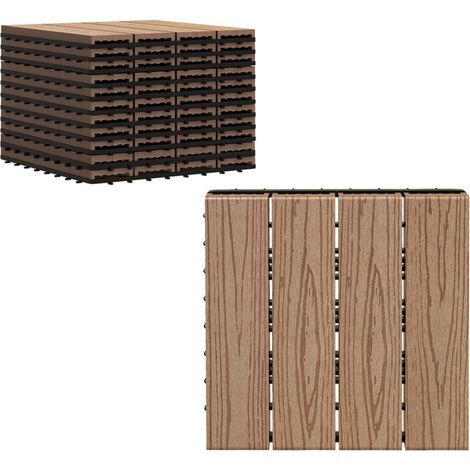 Dalles terrasse - caillebotis - Lot de 11 pcs, Surface Max. 1 m² - emboîtables, Installation très Simple, dim. 30 x 30 cm (1/4)