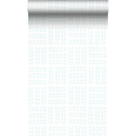 papier peint feuilles blanc et vert menthe grisé  - Origin Wallcoverings (1/5)
