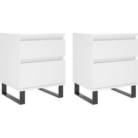 vidaXL Comodini 2pz Bianchi 40x35x50 cm in Legno Multistrato (1/5)