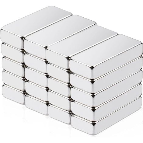 Lot de 20 aimants rectangulaires en néodyme - 20 x 5 x 3 mm - Mini aimants puissants - Pour armoire de cuisine, bureau, tableau blanc, réfrigérateur, bricolage, photos (1/5)