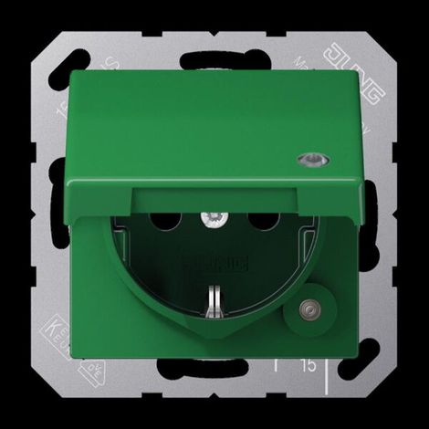 Jung SCHUKO Steckdose, 16 A 250 V , ohne Krallen, mit Funktionsanzeige, Thermoplast, Serie A AS1520BFKLKOGN