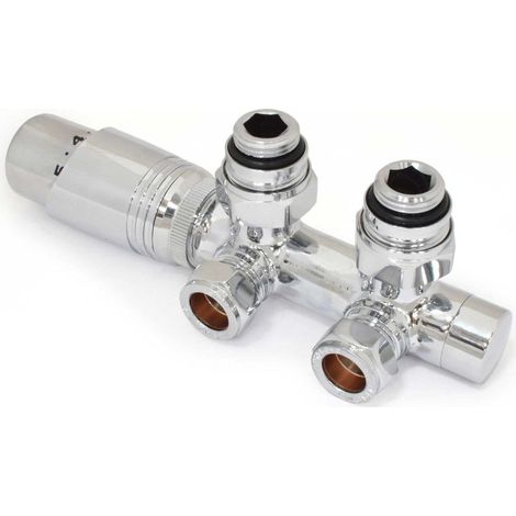 West Delta Twin Angled TRV Thermostatic Radiator Valve - Chrome (1/5)
