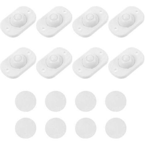 Lot de 8 mini roulettes auto-adhésives, rotation à 360°, roulettes pivotantes à billes en plastique pour appareils de cuisine, poulie adhésive pour boîte de rangement de poubelle, petit matéri (1/3)