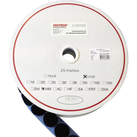 FASTECH®  Klettpunkt zum Aufkleben Hotmelt Flauschteil (Ø) 25 mm Schwarz 185 Klebepunkte 5 m