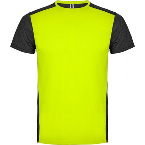 Camiseta deportiva transpirable combinada ZOLDER ROLY 16 Amarillo Fluor/Negro Vigore