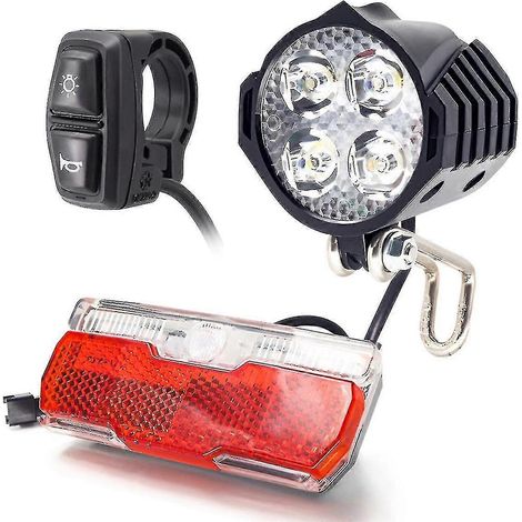 Kit d'éclairage avant et arrière pour vélo électrique, entrée 36 V, 48 V ou 60 V, haut-parleur intégré, phare pour vélo électrique. (1/5)