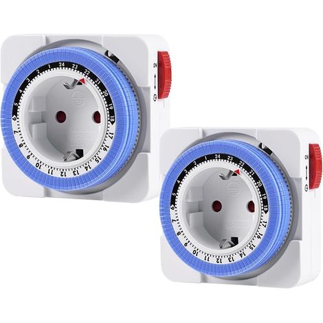 2 spine con timer meccanico, spina meccanica programmabile per interni, timer da 3680 W, 24 ore con intervalli di 15 minuti (1/5)