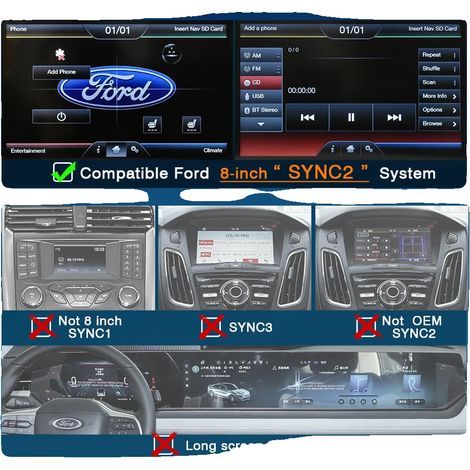 Carplay sans fil Android Auto, Intégration transparente des smartphones, Qualité audio premium, Pour Ford Sync2+CAM (1/2)