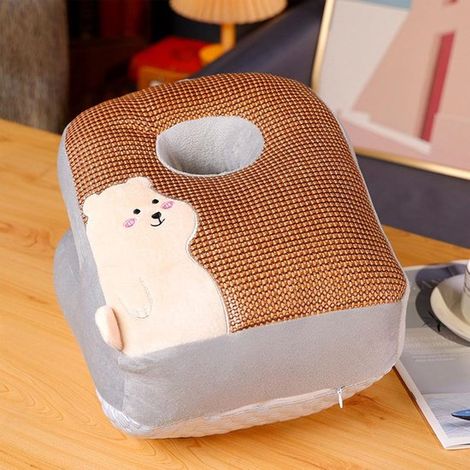 Schreibtischkissen, atmungsaktive Rattanmatte aus Baumwolle im Cartoon-Stil, ideal für Büro und Schlafzimmer, mit Bärenmotiv (1/5)