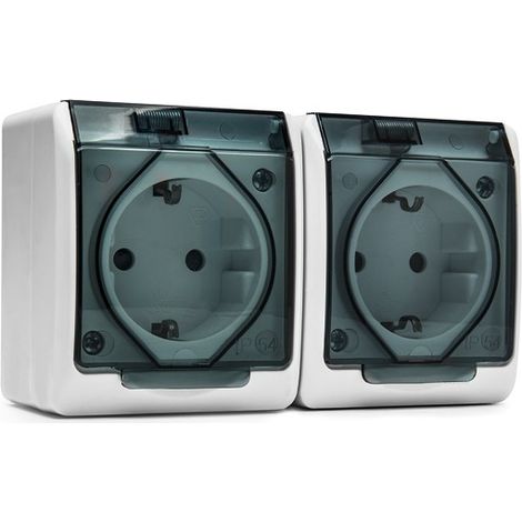 BASE PRISE SURFACE DOUBLE IP54 ÉTANCHE - 16 A