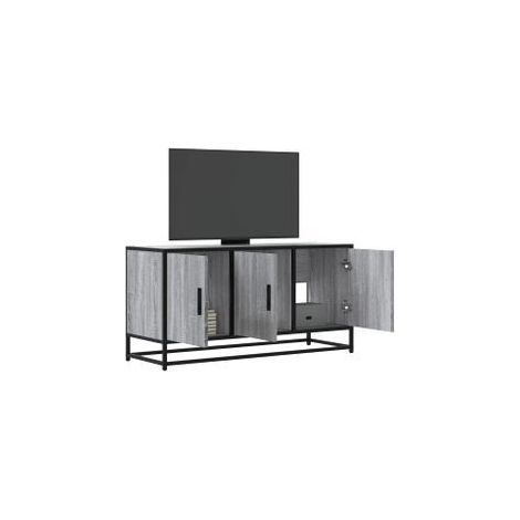 Meuble TV sonoma gris 100x35x50 bois d'ingénierie et métal (1/5)