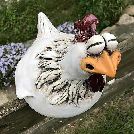 Décoration de jardin en forme de poule - Décoration de jardin - Pour l'extérieur - Décoration de jardin - Pelouse, poteau - Poule - Poule - Poule - Siège latéral intérieur (C) (1/5)
