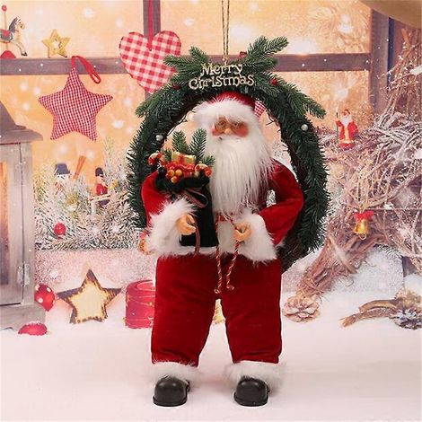 Figura de Papá Noel sentado, hecha a mano, linda y elegante, con bolsa de regalo. Decoración navideña para el hogar, la oficina o la mesa. Adorno para fiestas navideñas. (1/5)