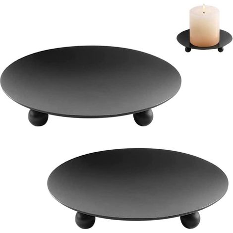 6 Plats Bougeoirs en Fer Noir, Supports de Bougies Métalliques, Bougeoir Colonne pour Décoration Maison & Fête, Lot de 6 Porte-Bougies Classiques (1/5)