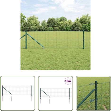 vidaXL Stahlzaun - Zaun mit Pfosten Grün 0,8 x 10 m Stahl (1/5)