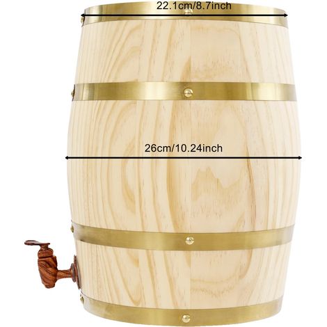 Barril de vino, capacidad de 10 litros, diseño de sobremesa, color beige. (1/2)