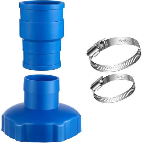 Kit adaptateur pour tuyau d'écumoire de 1 1/2 pouce pour aspirateur de piscine. Connecteur de tuyau en caoutchouc avec 4 colliers de serrage en acier inoxydable. Plusieurs couleurs disponibles. (1/5)