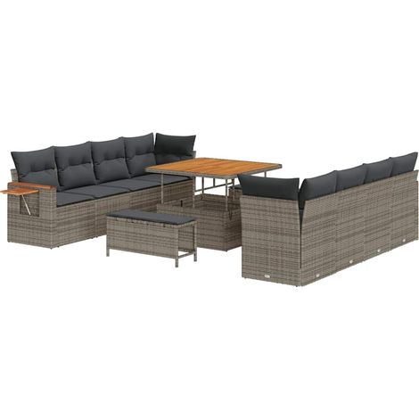 Maison Exclusive - Gartensofa-set mit Kissen 12 pcs Grau Poly-Rat