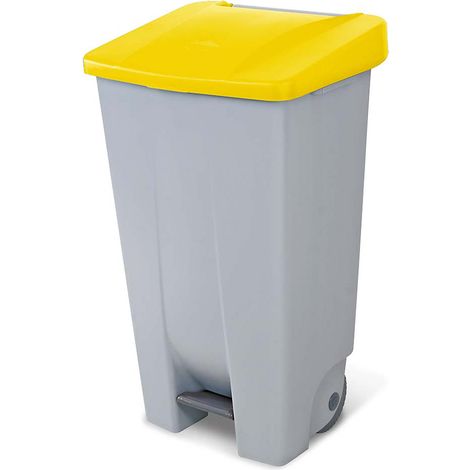 helit h2405518 – Volume de tretabfallbehälter à roulettes 120 l, gris/jaune (1/3)