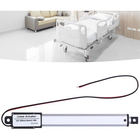 Actionneur linéaire DC 12V 100mm avec interrupteur de fin de course intégré, silencieux, pour applications industrielles et agricoles, 70N de force, 8mm/s. (1/5)