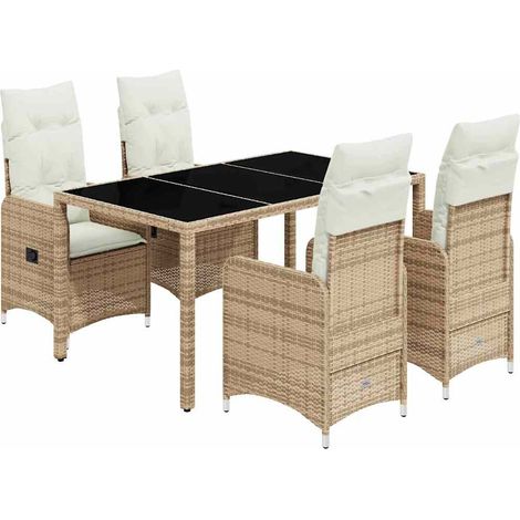 Maison Exclusive - Mesita y sillas jardín 5 pzas y cojines ratán (1/5)