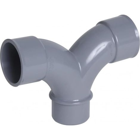 40-mm-PVC-Winkel – 1 Stück – Grau – Doppelparallel 87°30 – Außengewinde/Innengewinde – Für Wasserableitung (1/3)