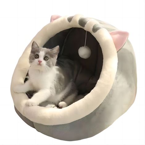 Lit pour Chat - Tapis De Grotte Lavable  Lit Niche pour Chat D'intérieur  Lit pour Chat Grotte De Chat Maison  Lit Confortable pour Chat Panier Chat Maison Chat Interieur