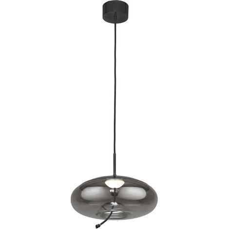 Searchlight Lisbon 1 Licht-LED-Kuppel-Anhänger, Schwarz und Rauchglas 2700K (1/3)