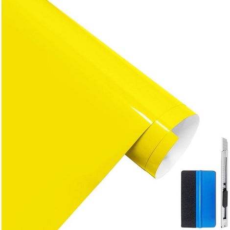 Hochglanz Vinyl Folie Gelb 30x150cm mit Luftkanal, blasenfrei, UV-beständig (1/5)