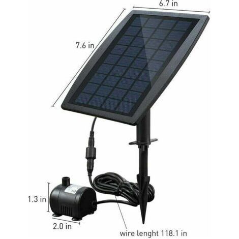 Pompe à eau solaire sans balais pour bassin, idéale pour les fontaines, avec panneau solaire 9V 2,5W offrant un débit de 200L / H.-INHHUB (1/3)