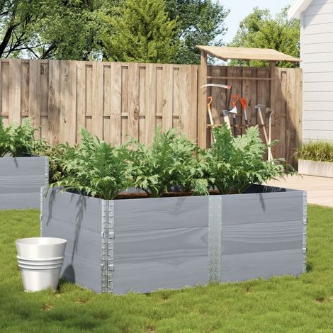 Jardinera de madera maciza de pino gris 150x100 cm (1/5)