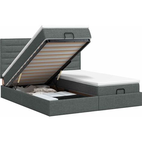 Maison Exclusive - Letto ottomano con materasso 2 pz Grigio Scuro Tessuto (1/5)