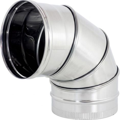 MAKA Curva Regolabile 0°-90° per Canna Fumaria in Acciaio Inox AISI 316, Gomito Orientabile Monoparete con O-Ring di Tenuta Ø 160 mm (1/5)