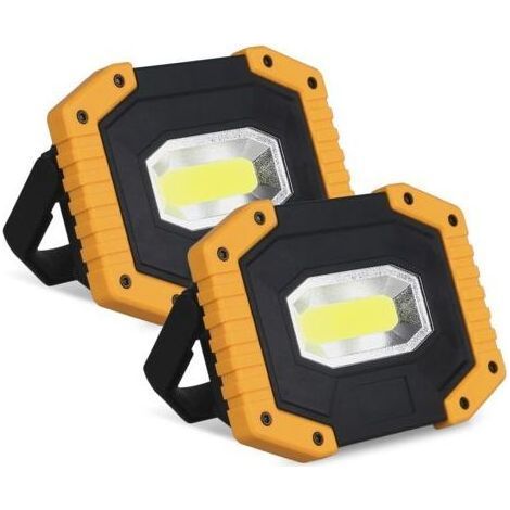 Projecteur LED Rechargeable 30W 2000 LM Projecteur Chantier Lumière de Travail avec 4X Batterie 3 Modes Lanterne Portable Projecteur LED USB pour Camping, Chantier, Garage, Atelier(2 pack) (1/5)