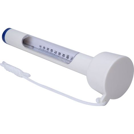 Tragbares PP-Thermometer mit Trageband für Schwimmbad, Badewanne, Fischteich, Messbereich 0–50 °C (30–120 °F), weiß (1/5)