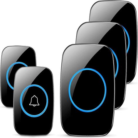 Sonnette de porte sans fil avec télécommande et sonnette musicale électronique longue portée (2 + 3 récepteurs)-AquaForge (1/4)