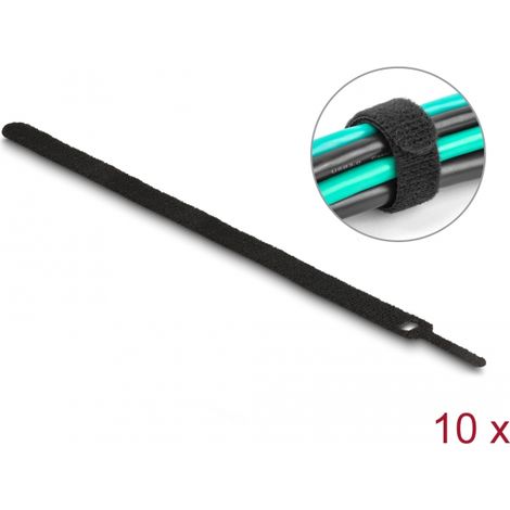 Delock Brida para cable con gancho y lazo LA 300 x AN 12 mm negro 10 piezas