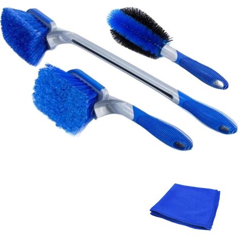 Brosse de nettoyage pour jantes en alliage de voiture (3 poils) - Outil de lavage doux pour pneus (1/5)
