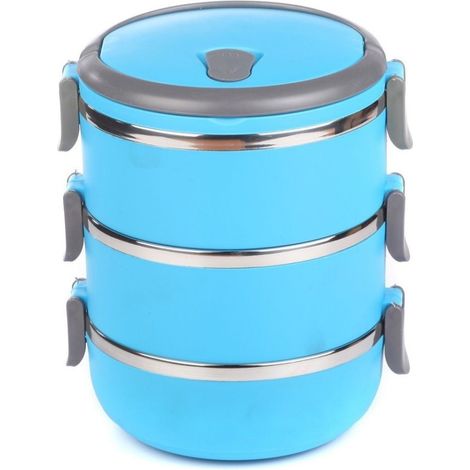 Trade Shop - Recipiente Hermético 2100ml Acero Inoxidable Abs Fiambrera - (1/2)