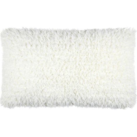 Coussin rectangulaire imitation peau de mouton Blanc 50x80 cm (1/2)