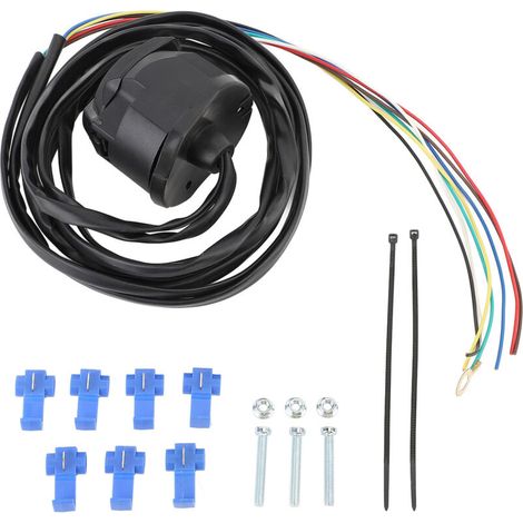 Kit di cablaggio per spina rimorchio a 7 pin con cavo da 1,5 m, cablaggio per spina rimorchio per veicoli commerciali, semirimorchio standard a 12 V.