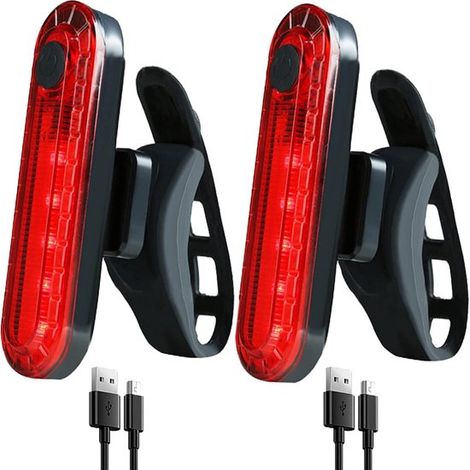Juego de 2 luces traseras LED recargables para bicicleta，luces traseras para bicicleta，iluminación de seguridad nocturna (1/4)