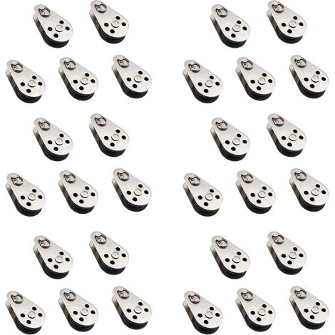 30 Pièces Séries en Acier Inoxydable M25 Poulie Bloc Suspendu de Remorquage Roue de Levage Corde Câble Poulie Rouleau (1/5)