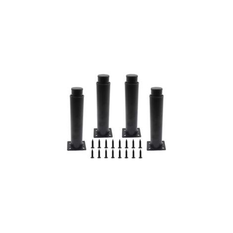 Juego de 4 patas metálicas ajustables para muebles, con altura regulable de 0 a 140 mm, para armarios de cocina, camas y mesas - Negro-Crezuo