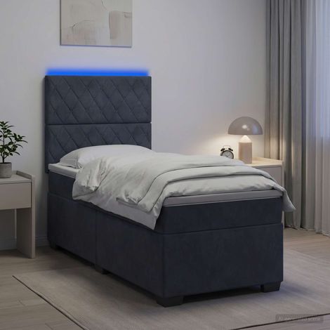 Cama box spring con colchón Gris oscuro 90 x 200 cm Terciopelo (1/5)