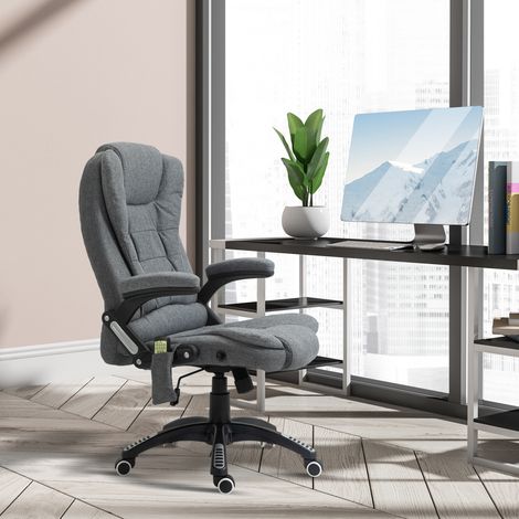 Fauteuil de bureau avec fonctions de massage et de chauffage. Ce fauteuil ergonomique, réglable en hauteur, est doté d'un dossier inclinable, d'une télécommande filaire, d'une rotation à 360° et d'un (1/5)