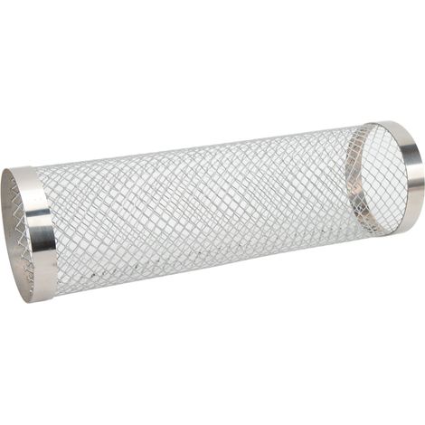 Rollbarer Grillkorb aus Edelstahl, zylindrischer Drahtkorb, tragbares Grillbesteck für Camping, mit Haken und Gabel, 29,5 cm hoch (1/5)